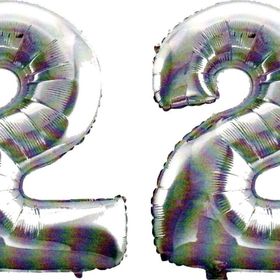 Pazarız 90 cm 22 Yaş Sayı Folyo Gümüş Balon