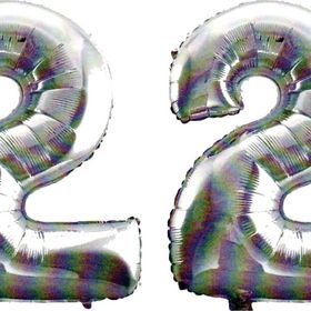 Pazarız 90 cm 22 Yaş Sayı Folyo Gümüş Balon