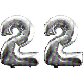 Pazarız 90 cm 22 Yaş Sayı Folyo Gümüş Balon