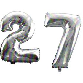 Pazarız 90 cm 27 Yaş Sayı Folyo Gümüş Balon