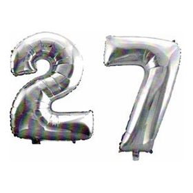 Pazarız 90 cm 27 Yaş Sayı Folyo Gümüş Balon
