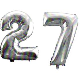 Pazarız 90 cm 27 Yaş Sayı Folyo Gümüş Balon