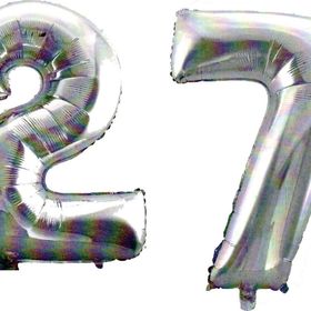Pazarız 90 cm 27 Yaş Sayı Folyo Gümüş Balon