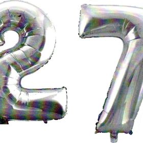 Pazarız 90 cm 27 Yaş Sayı Folyo Gümüş Balon