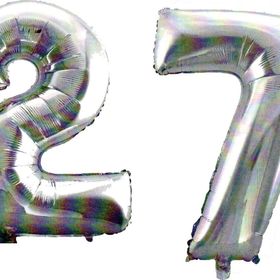 Pazarız 90 cm 27 Yaş Sayı Folyo Gümüş Balon