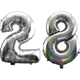 Pazarız 90 cm 28 Yaş Sayı Folyo Gümüş Balon