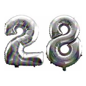 Pazarız 90 cm 28 Yaş Sayı Folyo Gümüş Balon
