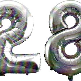 Pazarız 90 cm 28 Yaş Sayı Folyo Gümüş Balon