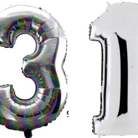 Pazarız 90 cm 31 Yaş Sayı Folyo Gümüş Balon