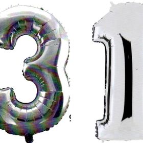 Pazarız 90 cm 31 Yaş Sayı Folyo Gümüş Balon