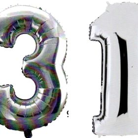 Pazarız 90 cm 31 Yaş Sayı Folyo Gümüş Balon