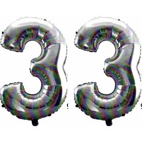 Pazarız 90 cm 33 Yaş Sayı Folyo Gümüş Balon