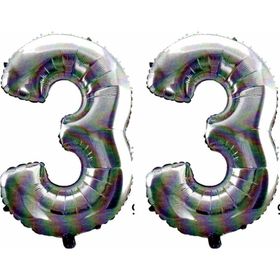 Pazarız 90 cm 33 Yaş Sayı Folyo Gümüş Balon