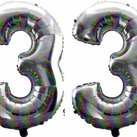 Pazarız 90 cm 33 Yaş Sayı Folyo Gümüş Balon
