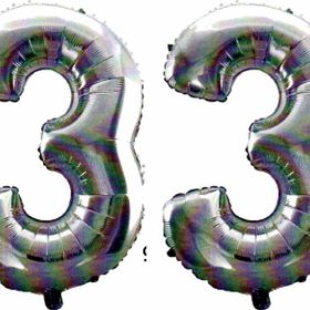 Pazarız 90 cm 33 Yaş Sayı Folyo Gümüş Balon