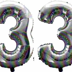 Pazarız 90 cm 33 Yaş Sayı Folyo Gümüş Balon