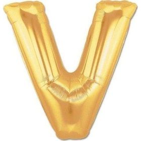 Pazarız Balon Parti V Gold 102 cm Harf Folyo Balon