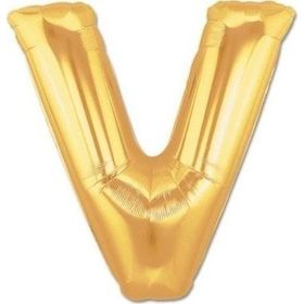 Pazarız Balon Parti V Gold 102 cm Harf Folyo Balon