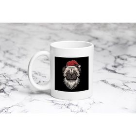 Pazarız Beyaz Pug Noel Baba Kupa Bardak