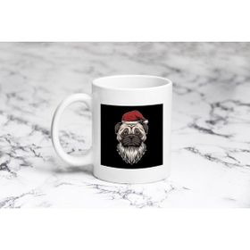 Pazarız Beyaz Pug Noel Baba Kupa Bardak
