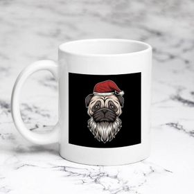 Pazarız Beyaz Pug Noel Baba Kupa Bardak