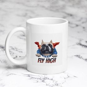 Pazarız Beyaz Pug Superman Kupa Bardak