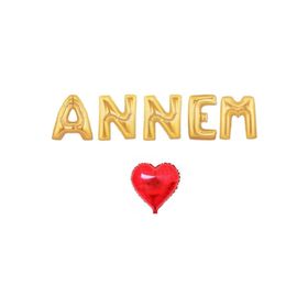 Pazarız Gold Annem Folyo Balon Seti ve Kalp Balon