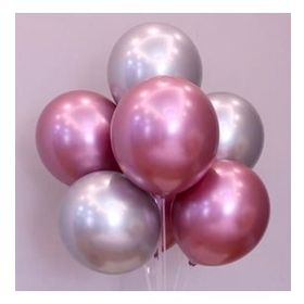 Pazarız Parti Balonu Krom Gümüş-Pembe 10 Adet Balon