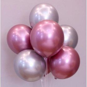 Pazarız Parti Balonu Krom Gümüş-Pembe 10 Adet Balon