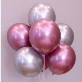 Pazarız Parti Balonu Krom Gümüş-Pembe 10 Adet Balon