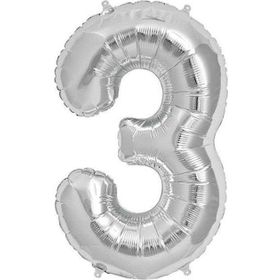 Pazarız Rakam Folyo Orta Boy 75 cm Gümüş 3 Balon