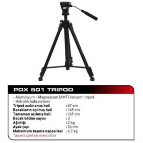 PDX 501 Profesyonel Video Tripod