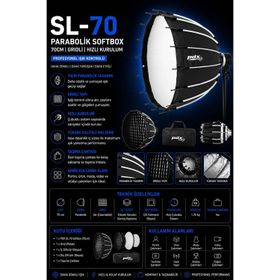 PDX SL-70 70 cm Parabolik Gridli Softbox