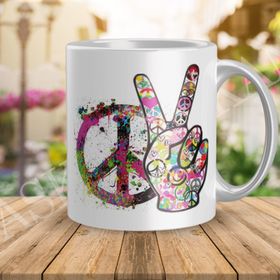 Peace Barış Simge Porselen Kupa Bardak