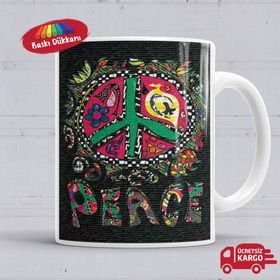 Peace Barış Simgesi Porselen Kupa Bardak