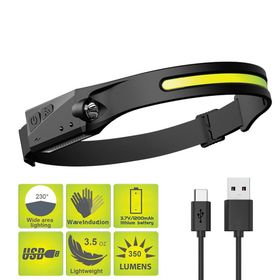 PeakStar PS-001 5 Aydınlatma Modlu Cob Led Sensörlü USB Şarj Edilebilir Dahili Pilli Kafa Lambası