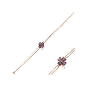 Peanelife 925 Ayar Gümüş Rose Mistik Topaz Yonca Bileklik