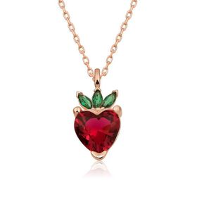 Peanelife ​925 Ayar Rose Çilek Figür Meyve Unisex Gümüş Kolye