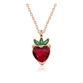 Peanelife ​925 Ayar Rose Çilek Figür Meyve Unisex Gümüş Kolye