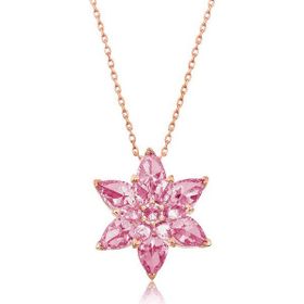 Peanelife 925 Ayar Rose Pembe Lotus Çiçeği Unisex Gümüş Kolye