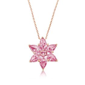 Peanelife 925 Ayar Rose Pembe Lotus Çiçeği Unisex Gümüş Kolye