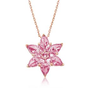 Peanelife 925 Ayar Rose Pembe Lotus Çiçeği Unisex Gümüş Kolye