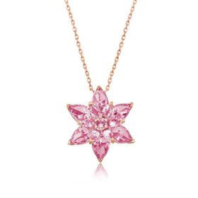 Peanelife 925 Ayar Rose Pembe Lotus Çiçeği Unisex Gümüş Kolye