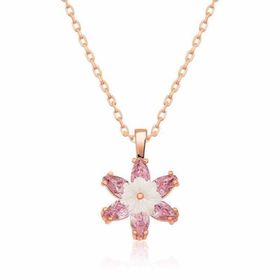 Peanelife 925 Ayar Rose Pembe Lotus Çiçeği Unisex Gümüş Kolye