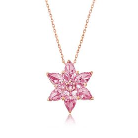 Peanelife 925 Ayar Rose Pembe Lotus Çiçeği Unisex Gümüş Kolye