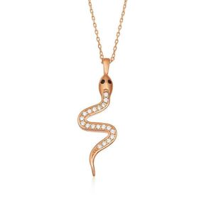 Peanelife 925 Ayar Rose Yılan Kadın Gümüş Kolye