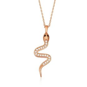 Peanelife 925 Ayar Rose Yılan Kadın Gümüş Kolye