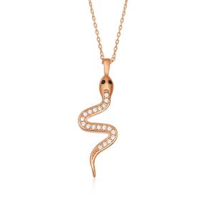 Peanelife 925 Ayar Rose Yılan Kadın Gümüş Kolye