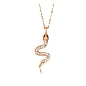 Peanelife 925 Ayar Rose Yılan Kadın Gümüş Kolye