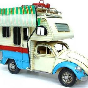 Peanelife Dekoratif Metal Karavan Çerçeveli ,Kumbaralı Tenteli Çok Renkli Biblo